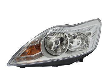 Фара передня Ford Focus 2 2008-2011, ліва H7/H1, електричне регулювання, з мотором, срібляста рамка, Depo, 431-1181LMLDEM1