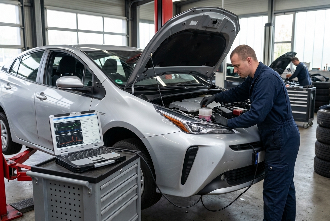 Діагностика гібридної системи Toyota Prius спеціалізованим сканером — параметри температури інвертора